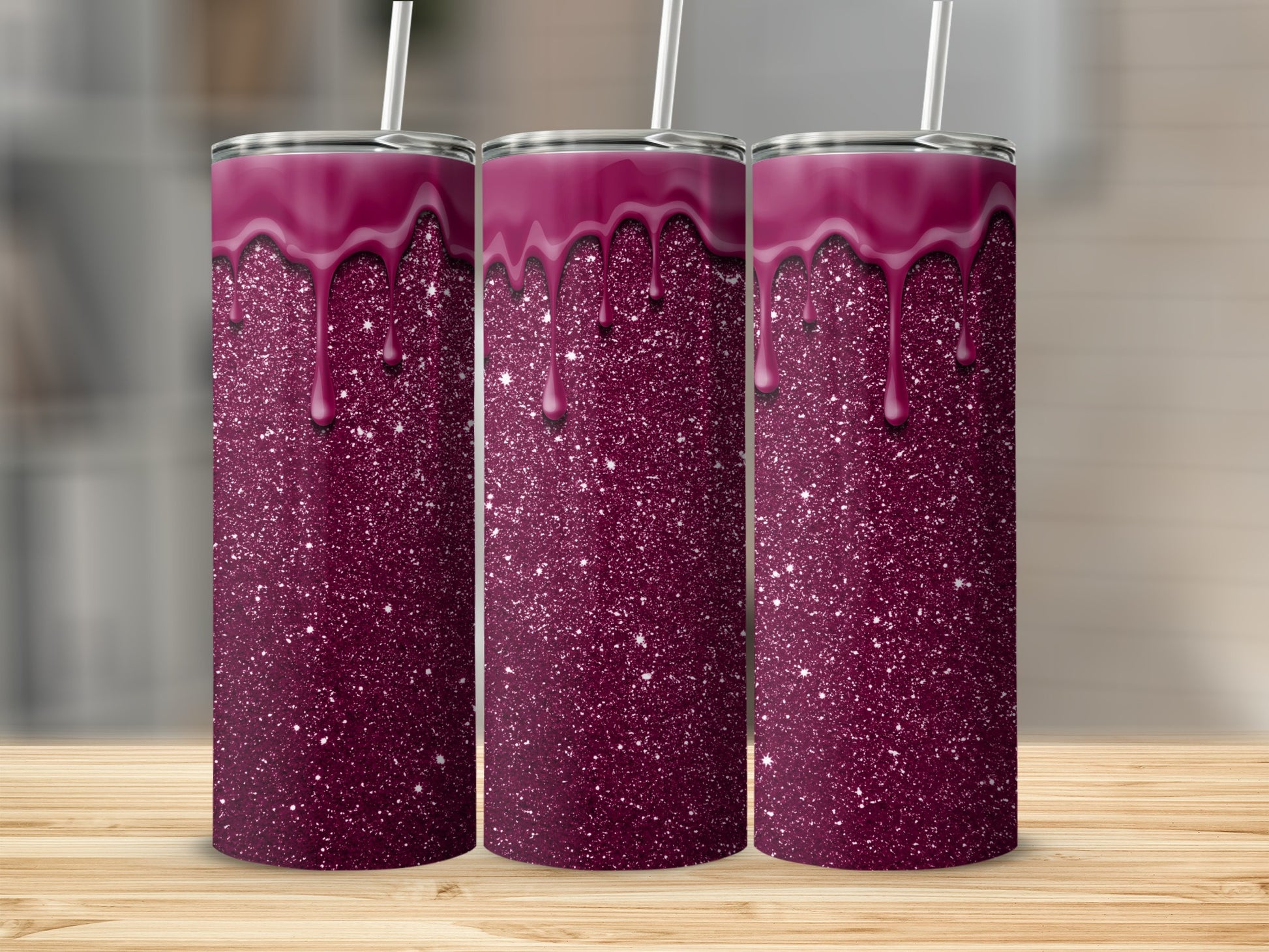 Glamorous Sparkling Purple Tumbler with Dripping Design
