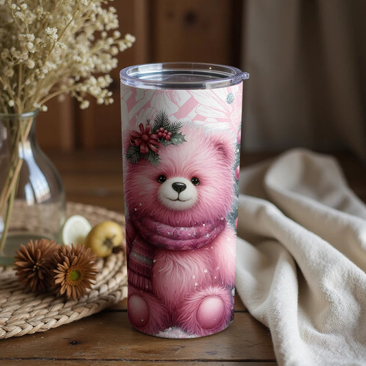 Cute Pink Bear Themed Insulated Tumbler product
