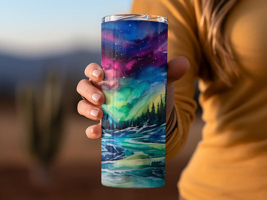 Stunning Aurora Borealis Insulated Tumbler for Cold Drinks