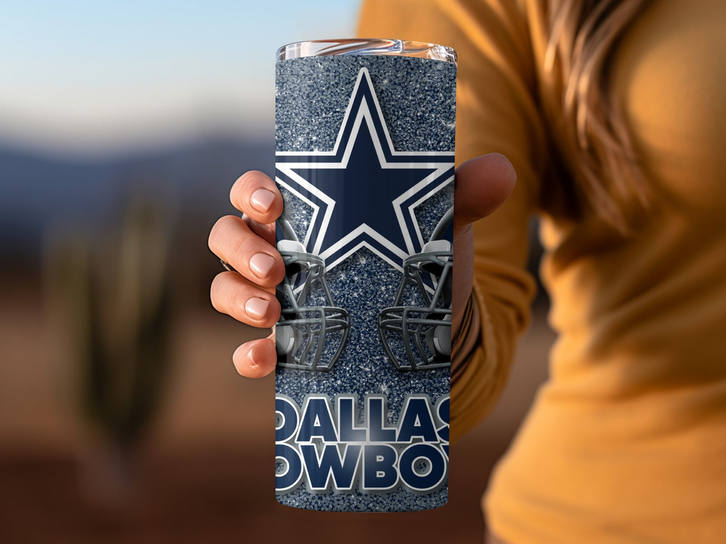Dallas Cowboys Helmets Team Logo Sparkles Tumblers