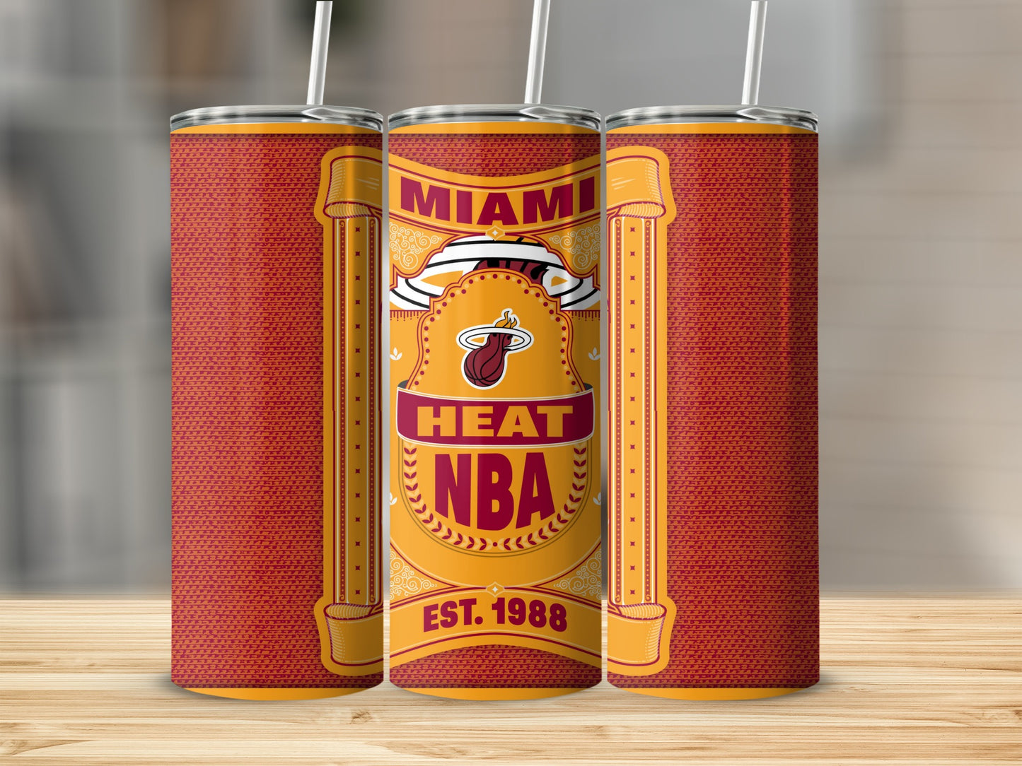 Miami Heat NBA Established 1988 Decorated Premium Tumbler