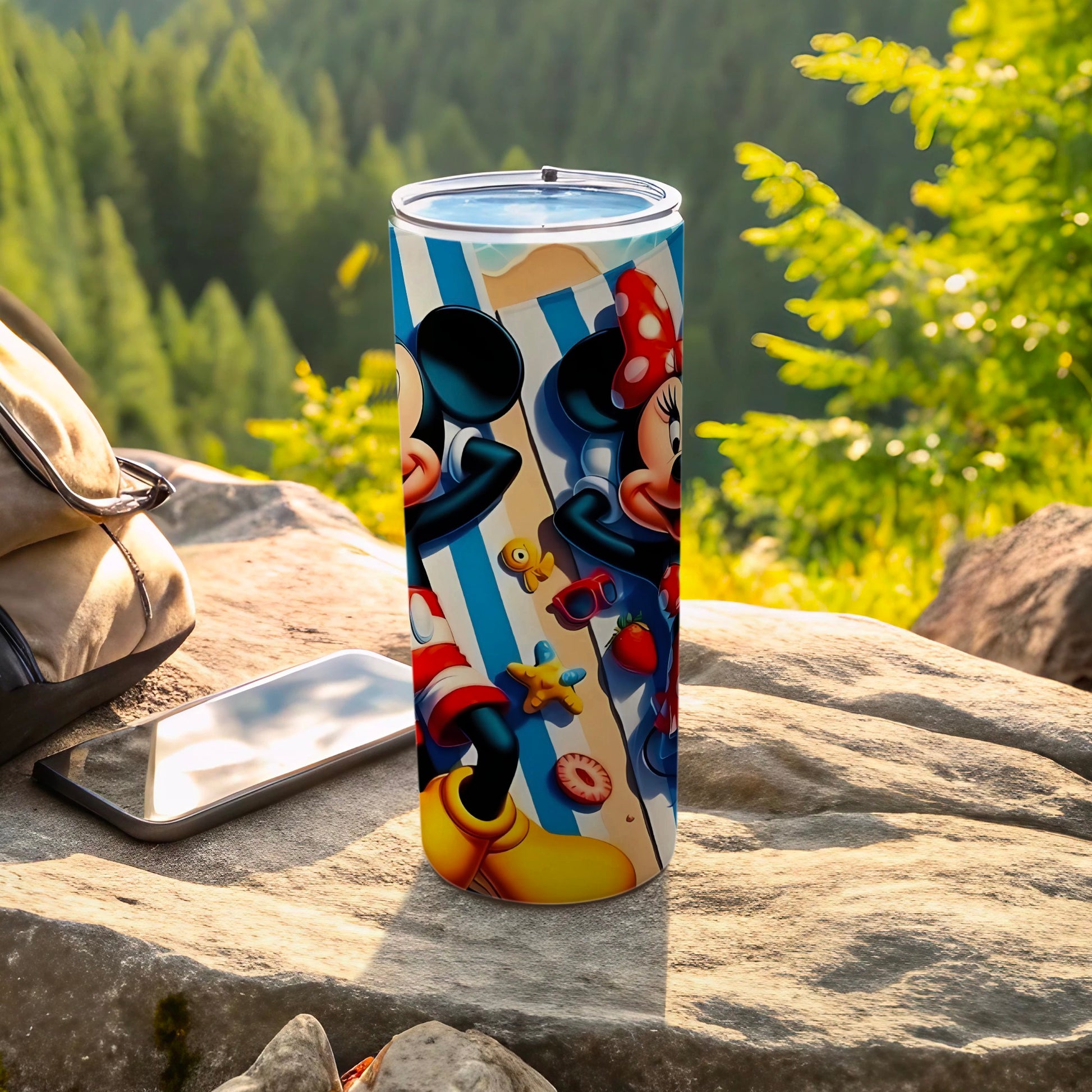 Colorful Mickey and Minnie Mouse Travel Tumbler