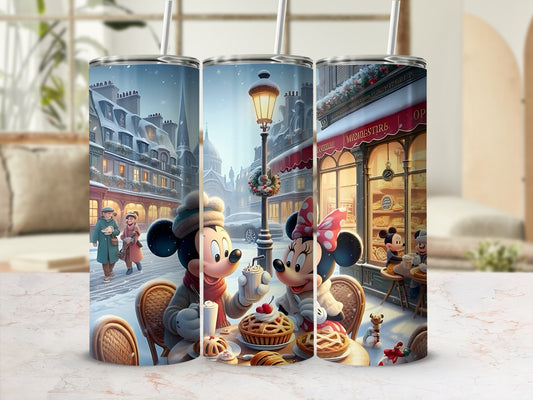 Cozy Winter Cafe Scene with Beloved Characters Tumbler