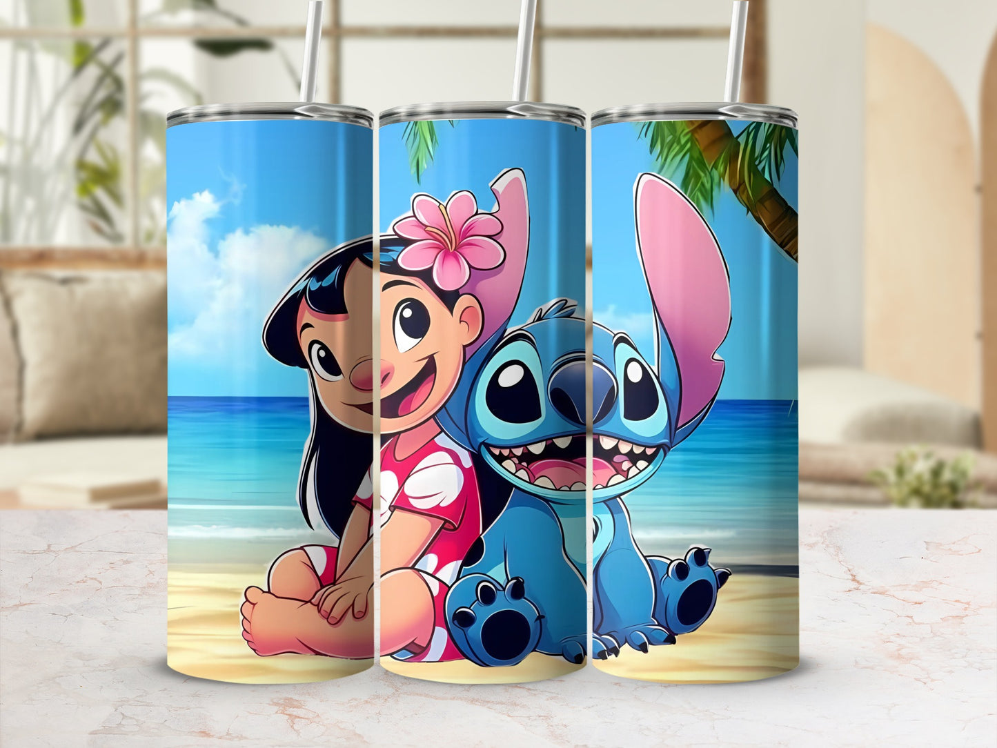 Beach Scene Duo Character Insulated Tumbler Cup