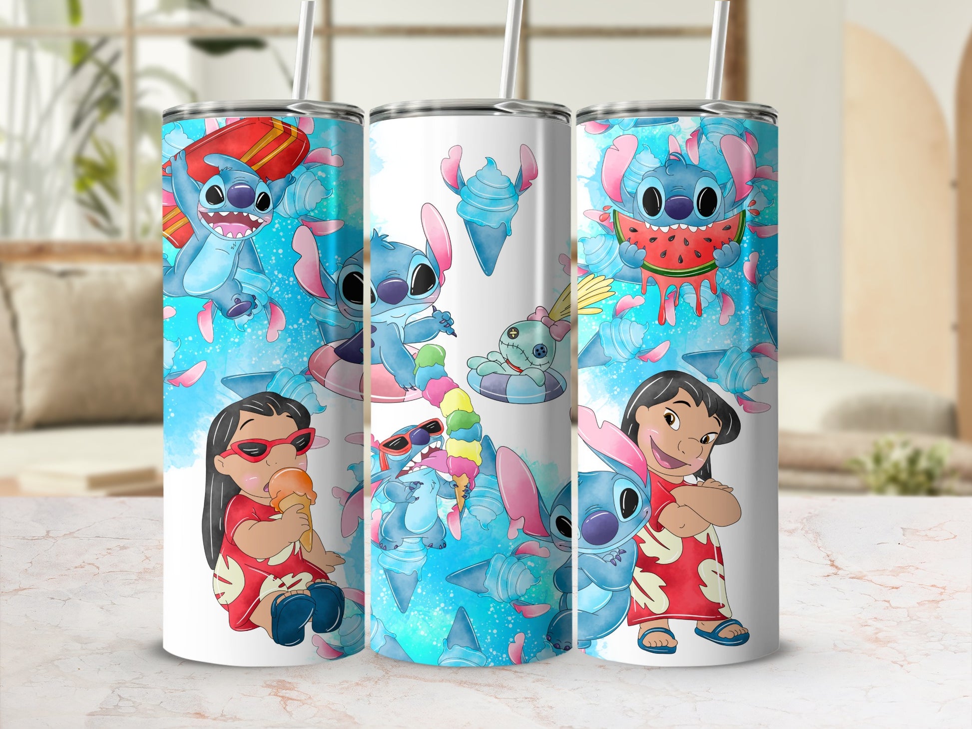 Cute Stitch and Lilo Colorful Tumbler Cup for Kids