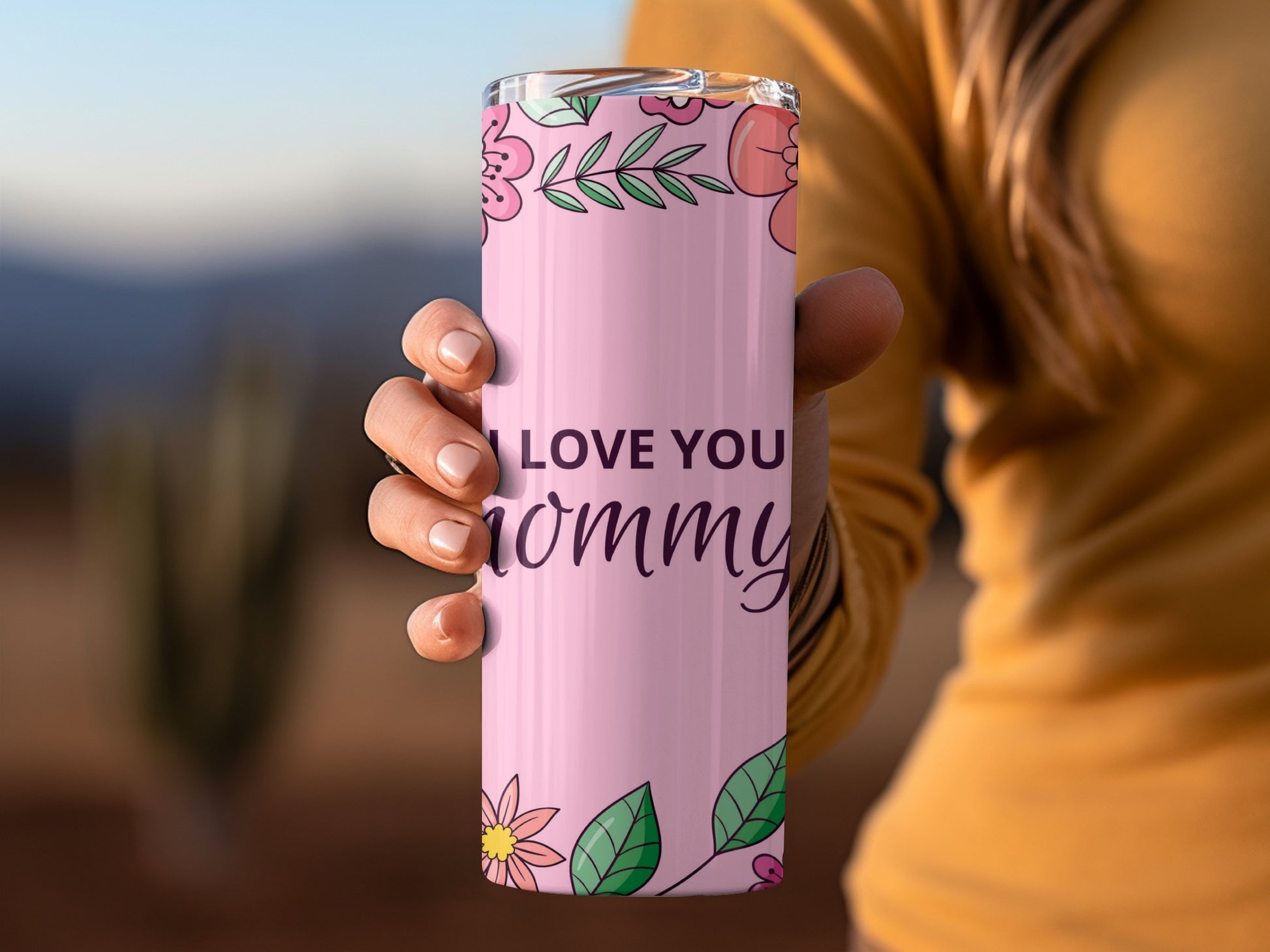 I Love You Mommy Floral Pink Tumbler Gift
