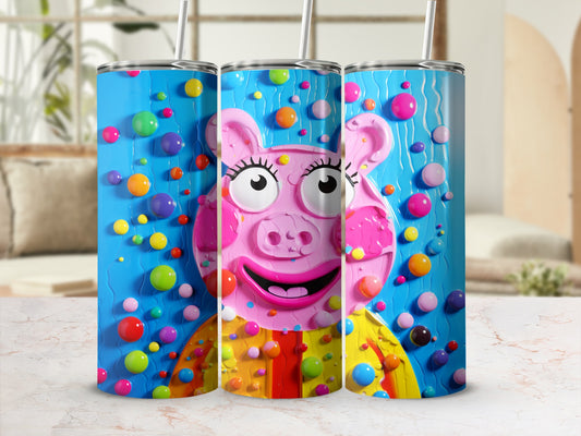 Colorful Cartoon Character with Bubbles Tumbler