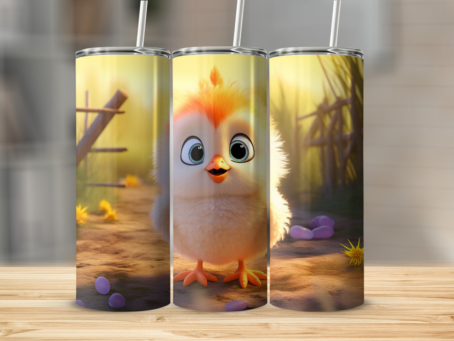 Adorable Chick in Countryside Scene Tumbler
