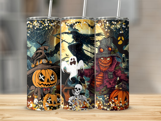 Halloween Themed Drink Tumblers with Spooky Characters