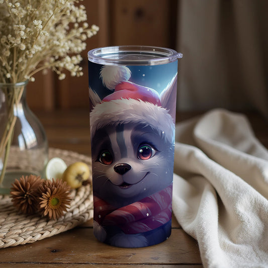 Adorable Santa Hat Cartoon Animal Design Tumbler