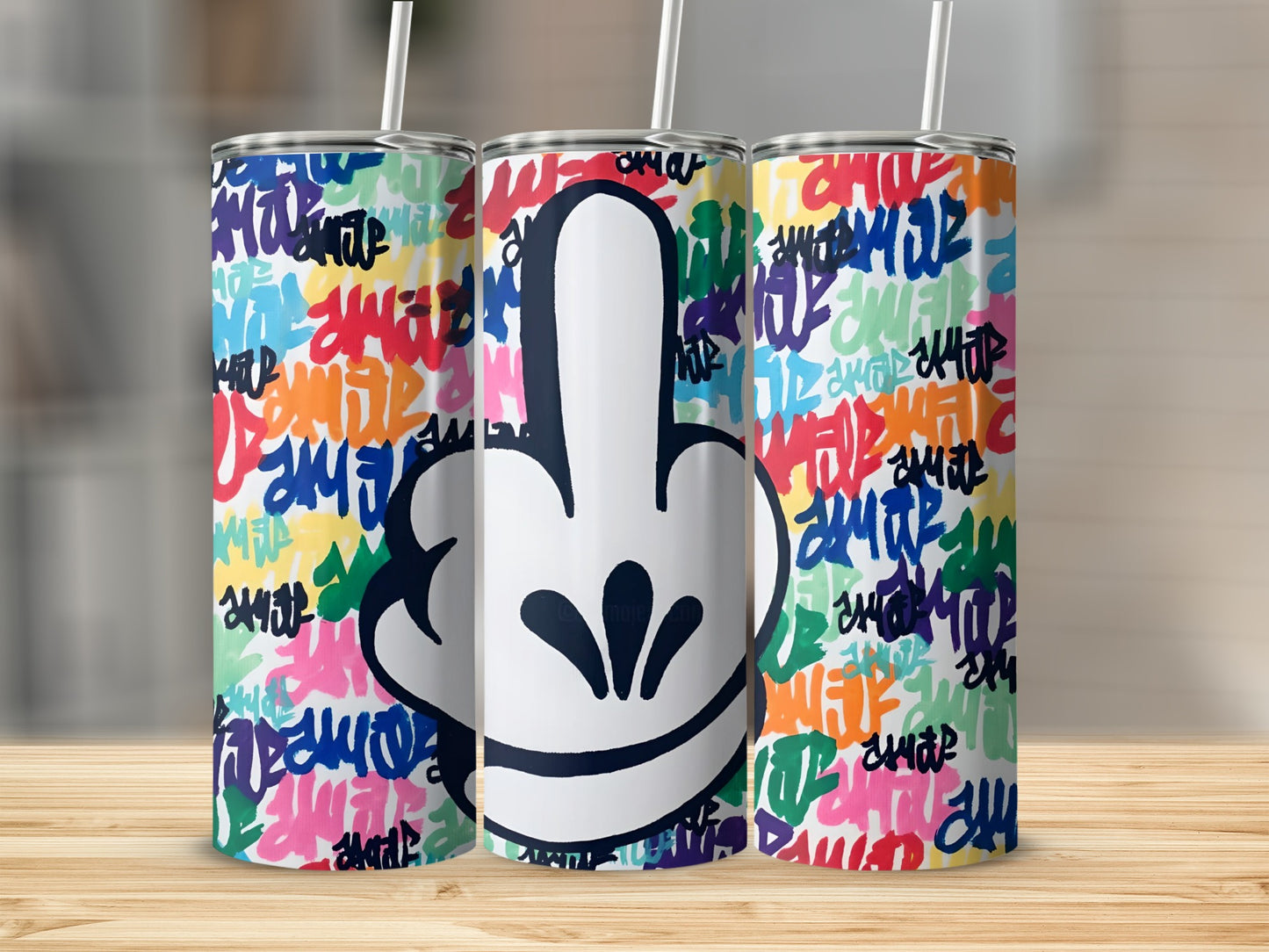 Colorful Graffiti Middle Finger Travel Tumbler