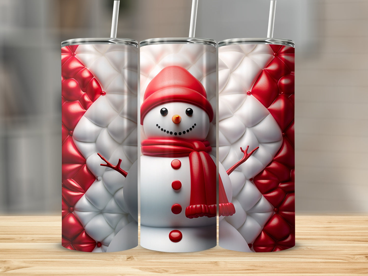 Festive Red and White Snowman Insulated Tumbler Product