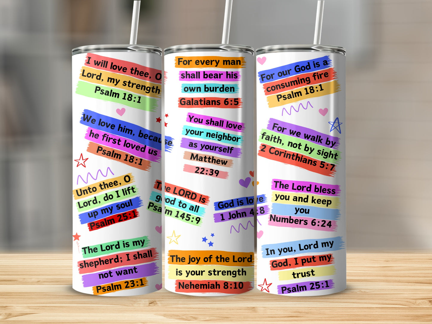 Colorful Scriptural Quotes Drinkware for Spiritual Inspiration