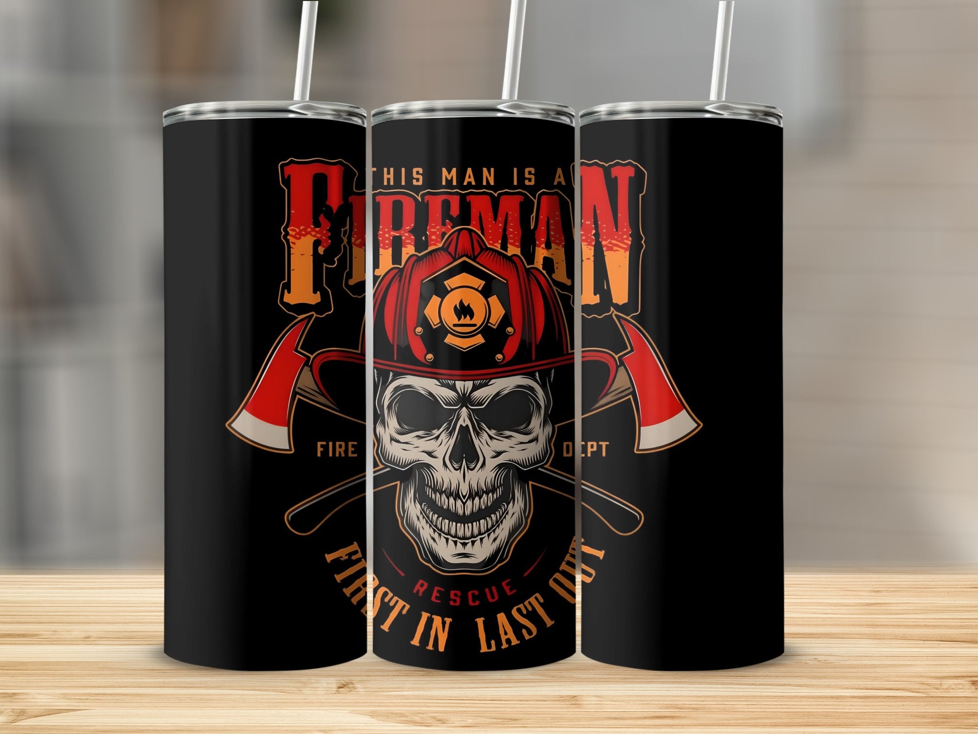 Fireman Skull Rescue First In Last Out Tumbler