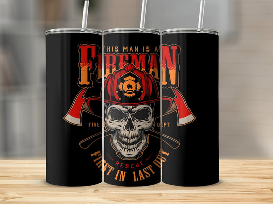 Fireman Skull Rescue First In Last Out Tumbler