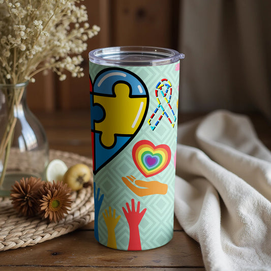 Autism Awareness Heart Puzzle Tumbler