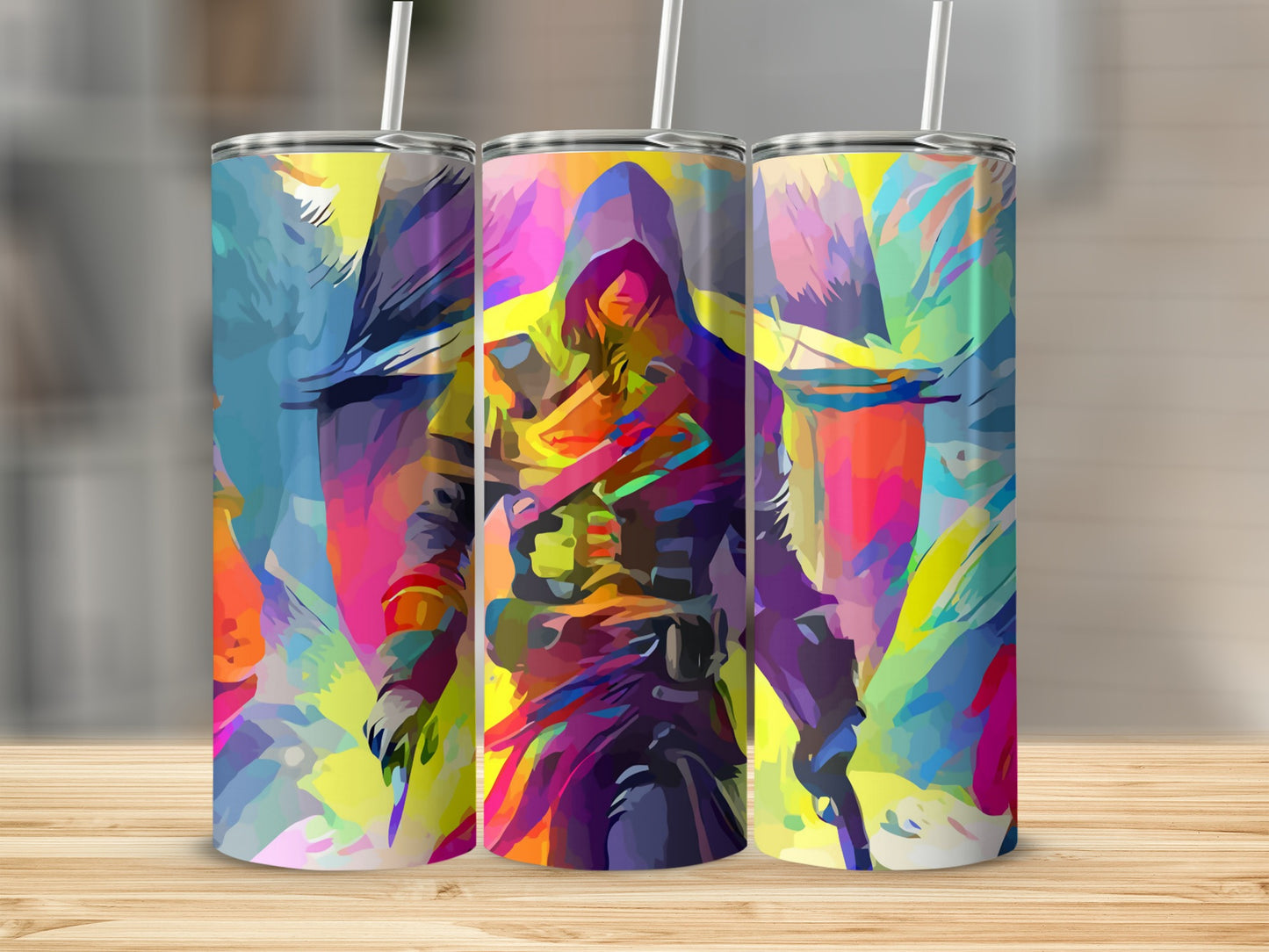 Vibrant Assassin Themed Artistic Tumbler Product