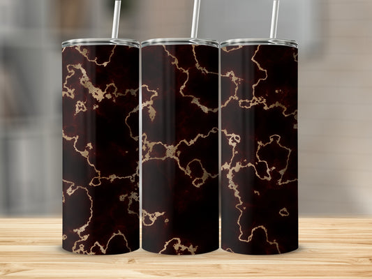 Burgundy Backdrop with Golden Veins Design Style Tumblers