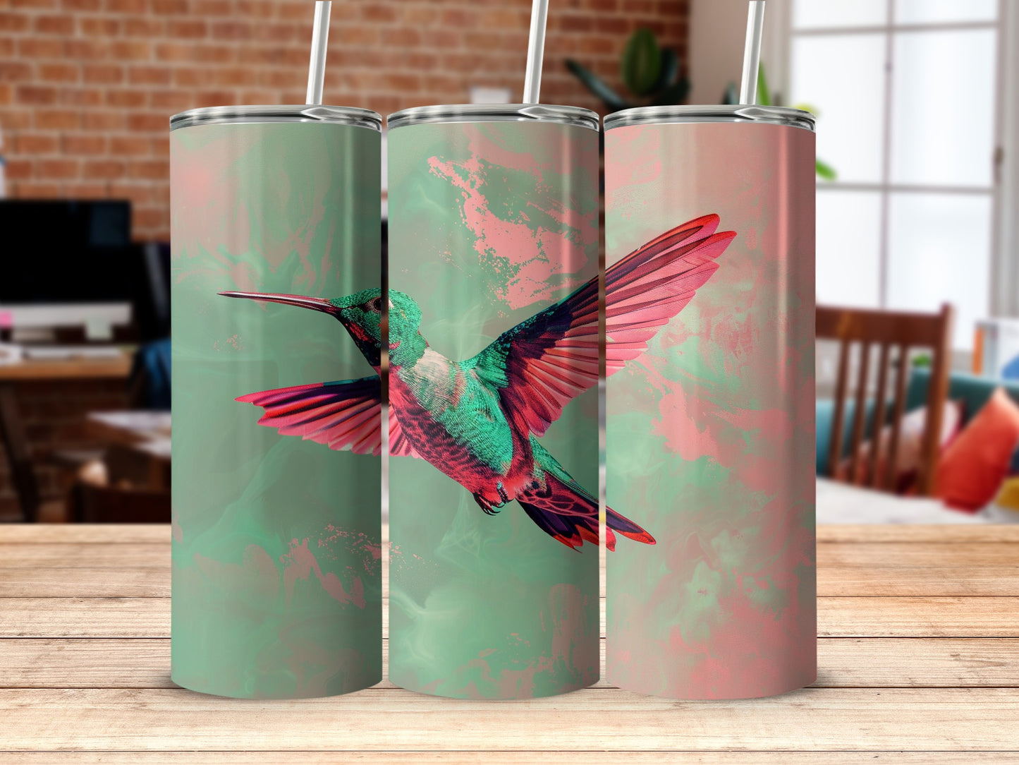 Vibrant Hummingbird Abstract Design Tumbler product type