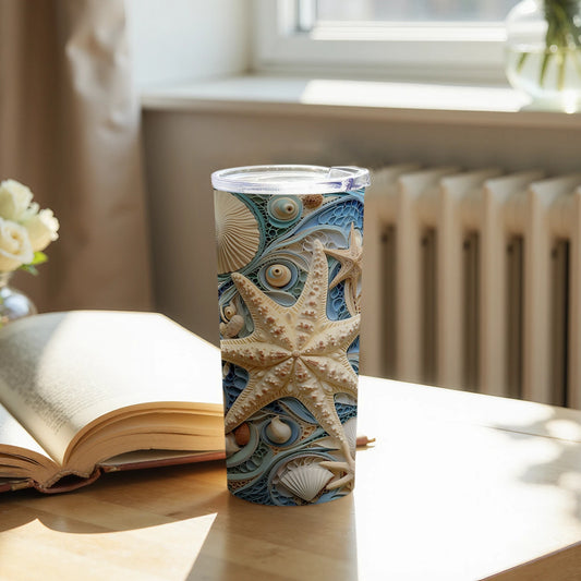 Elegant Beach Starfish Design Insulated Travel Tumbler