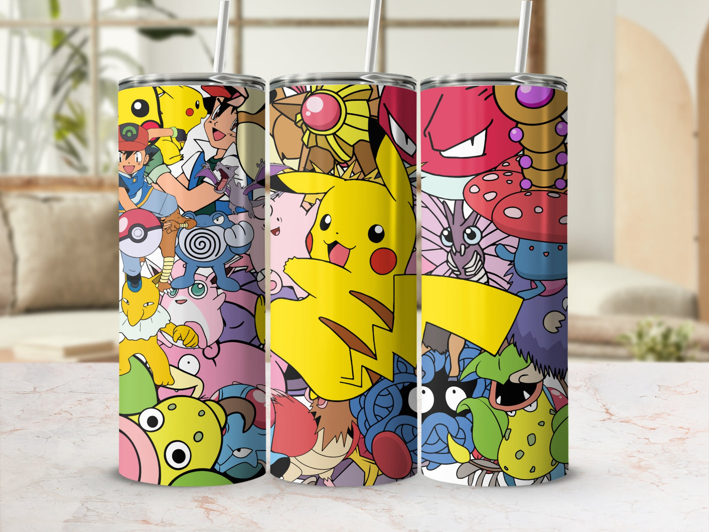 Colorful Pokémon Characters Stainless Steel Tumbler