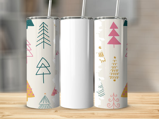 Colorful Christmas Tree Pattern Custom Tumbler Cup