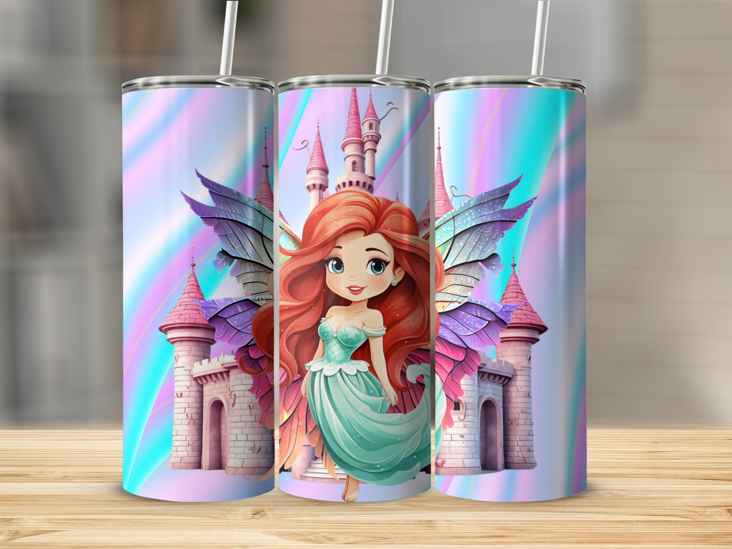 Fairy Princess and Castle Design Tumbler Cup Tumblers