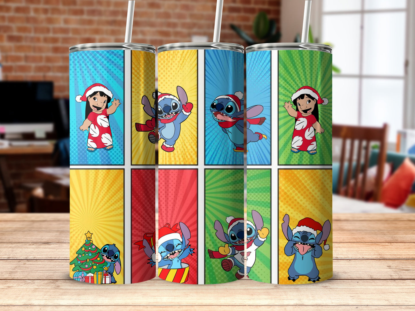 Christmas Stitch Tumbler with Cartoon Characters