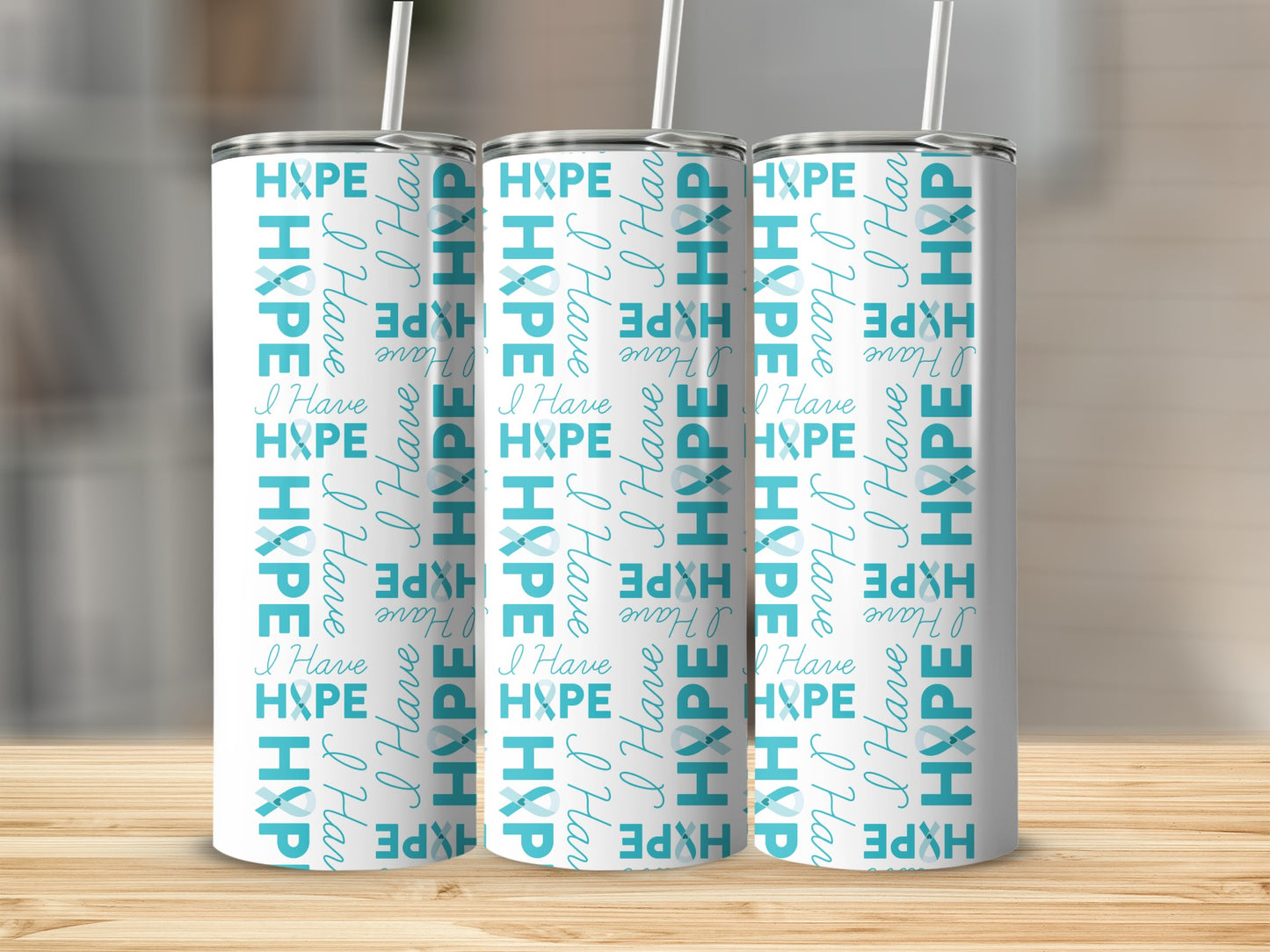 I Have Hope Teal Ribbon Insulated Tumbler Product