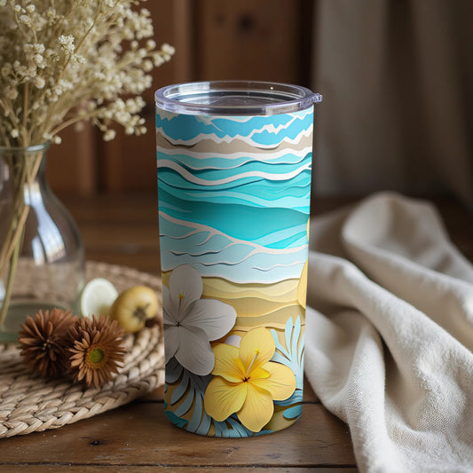Vibrant Tropical Floral Art Travel Tumbler Cup