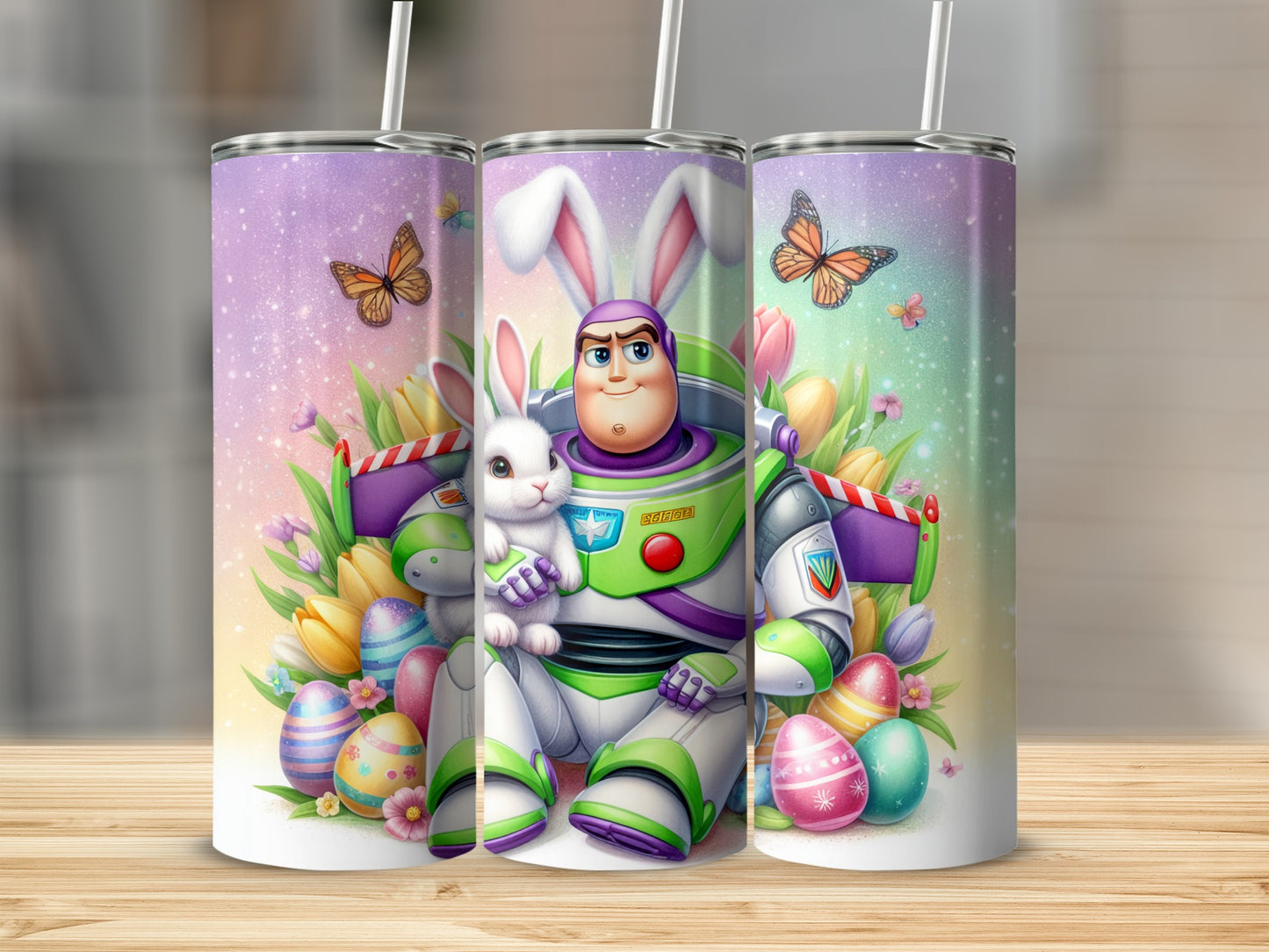 Easter Bunny and Buzz Lightyear Floral Tumbler Product