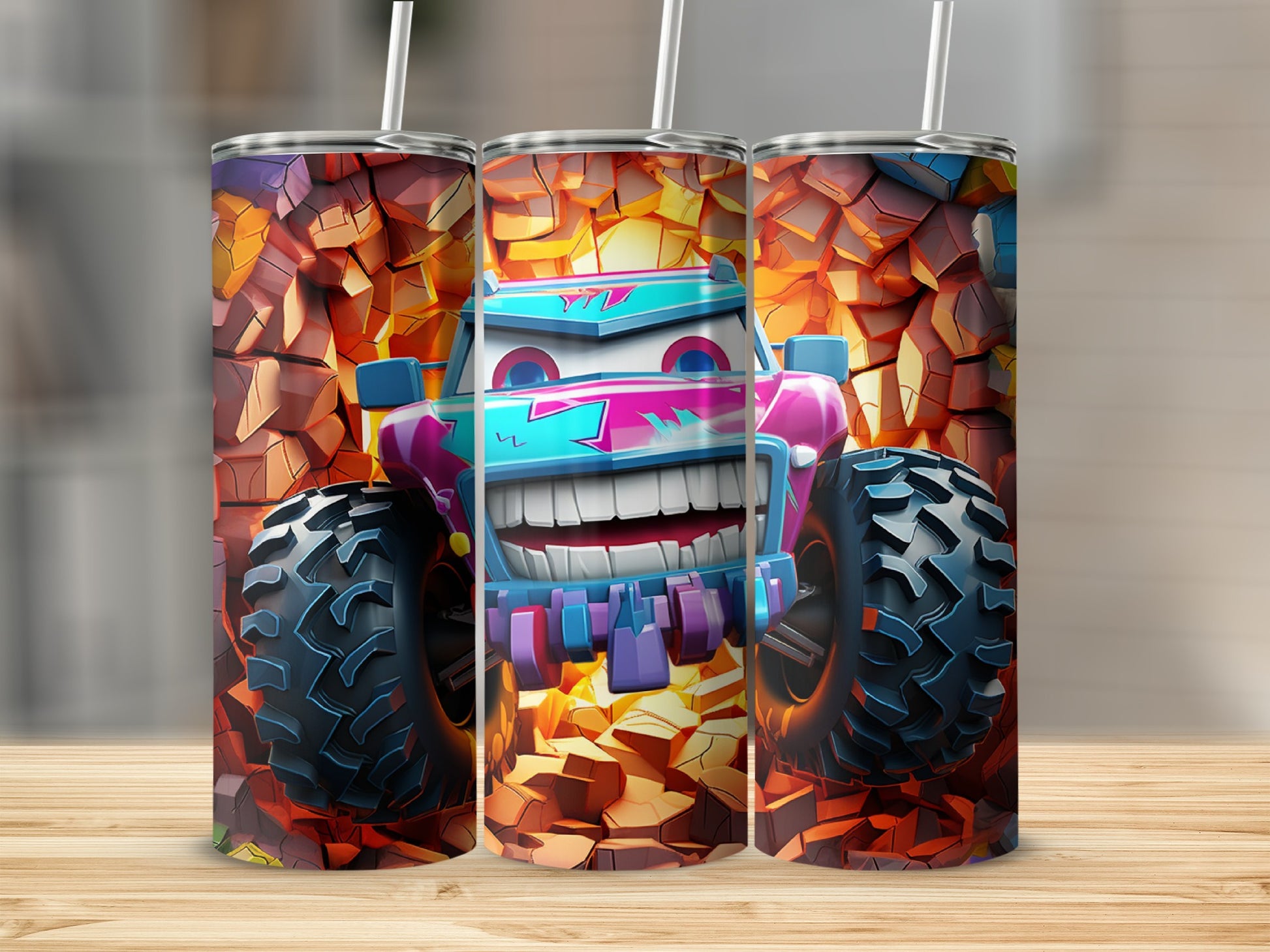 Colorful Monster Truck Graphic Insulated Tumbler