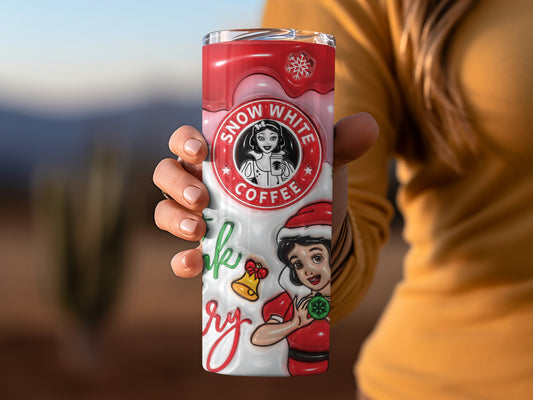 Snow White Coffee Holiday Design Tumbler