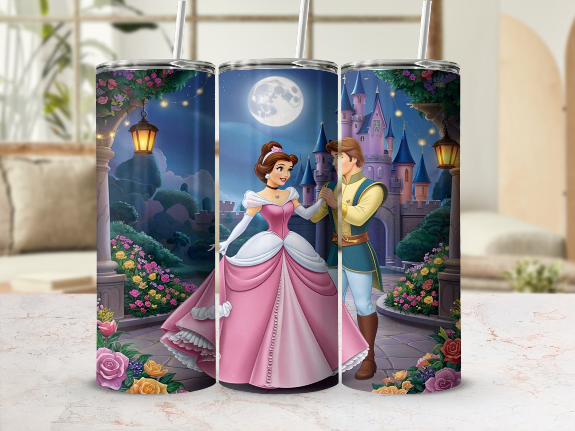 Romantic Fairy Tale Castle Scene Tumbler Cup