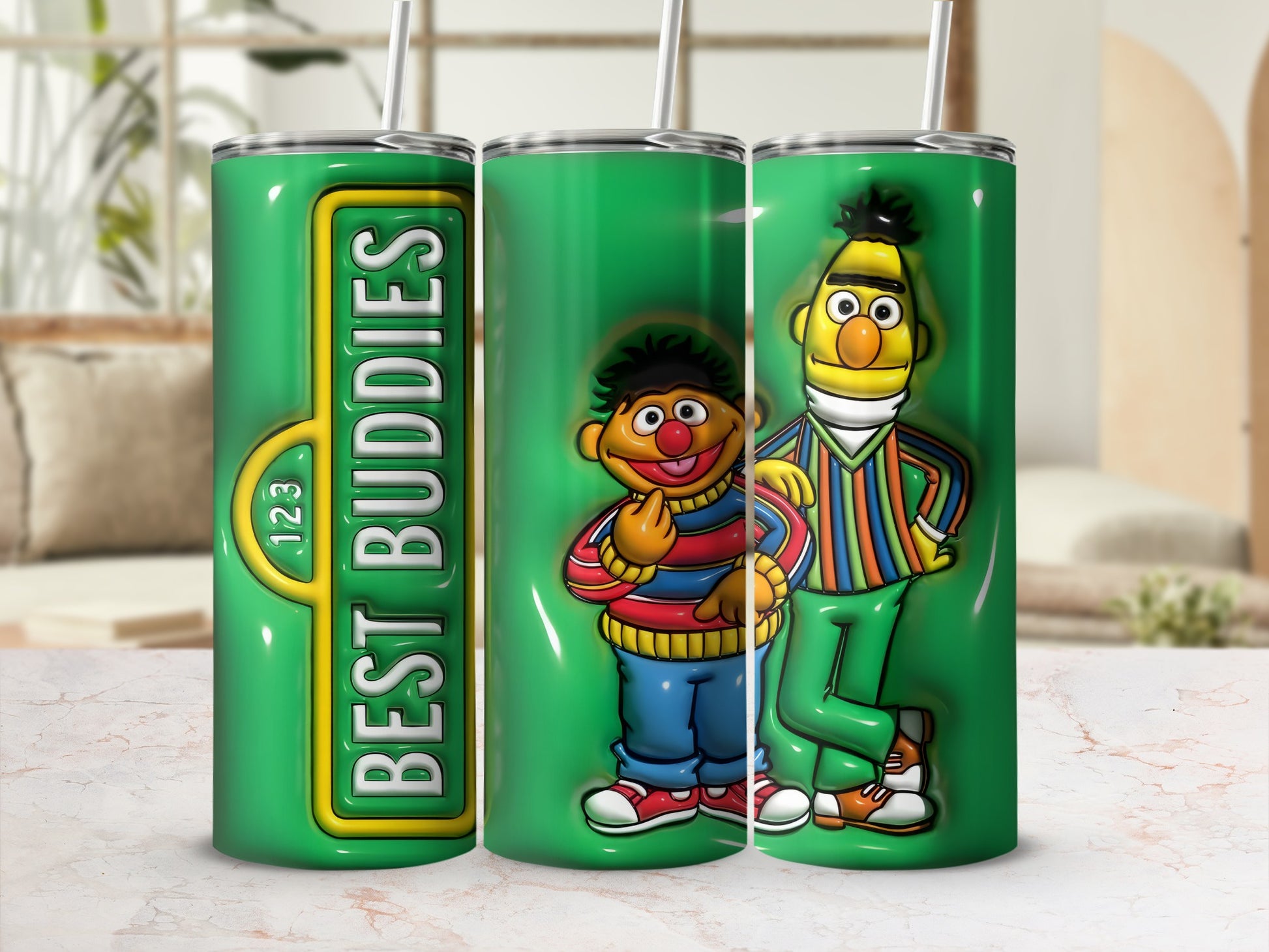 Best Buddies 123 Green Colorful Tumbler Cup