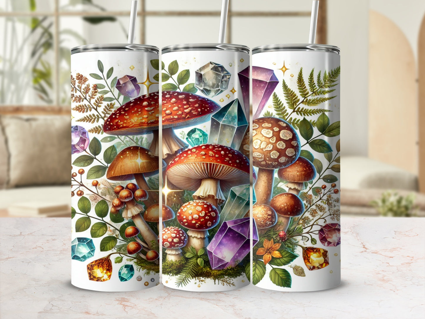 Enchanting Mushrooms and Crystals Tumbler Product