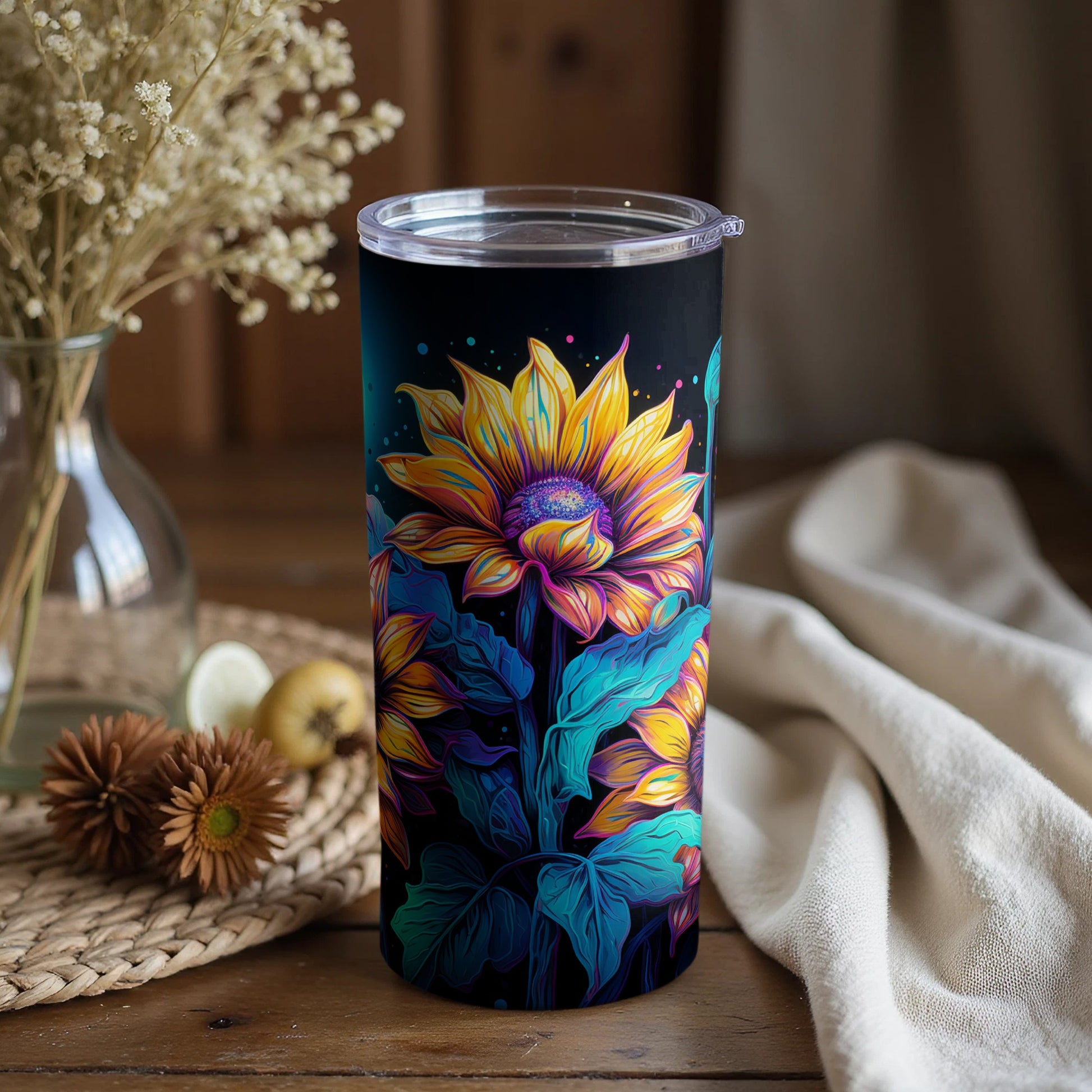 Bright Sunflower Insulated Travel Tumbler Cup