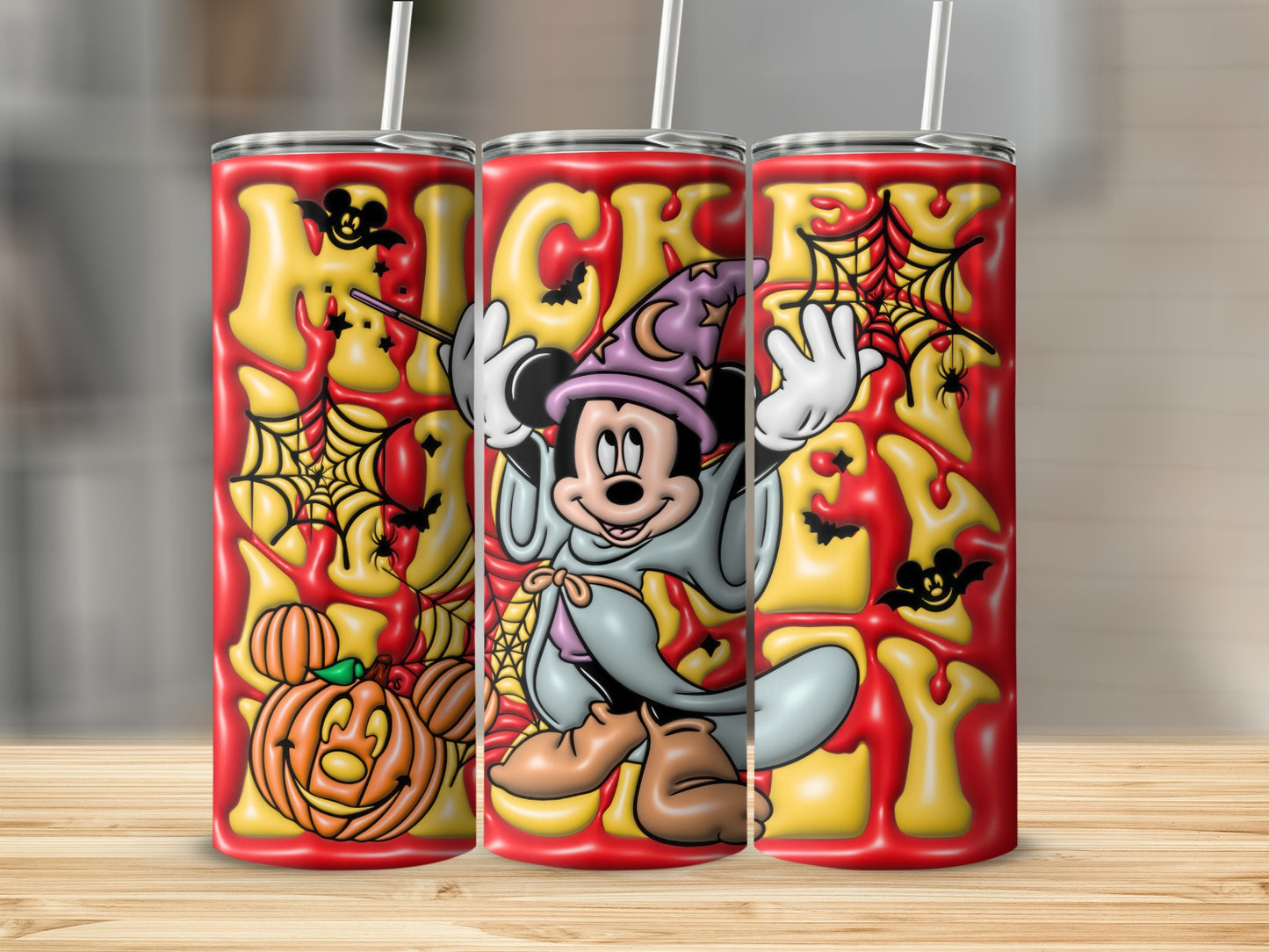 Mickey Halloween Inspired Tumbler with Pumpkin and Webs