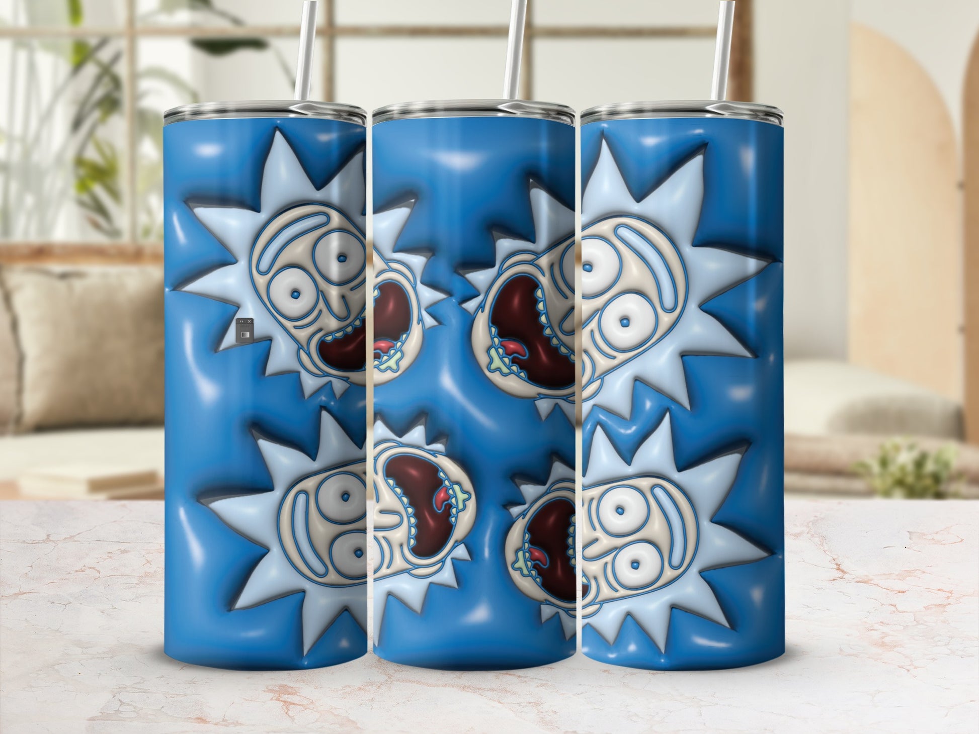 Cartoon Crazy Scientist Blue Tumbler Drinkware