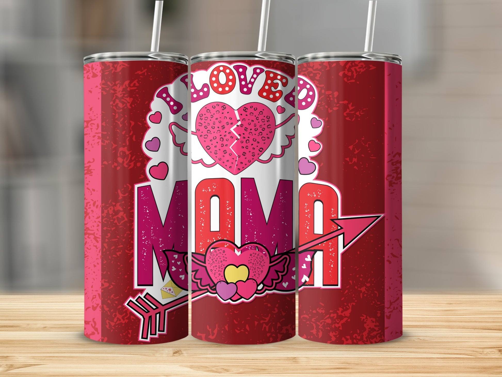 I Love Mom Heart Arrow Design Tumbler Gift