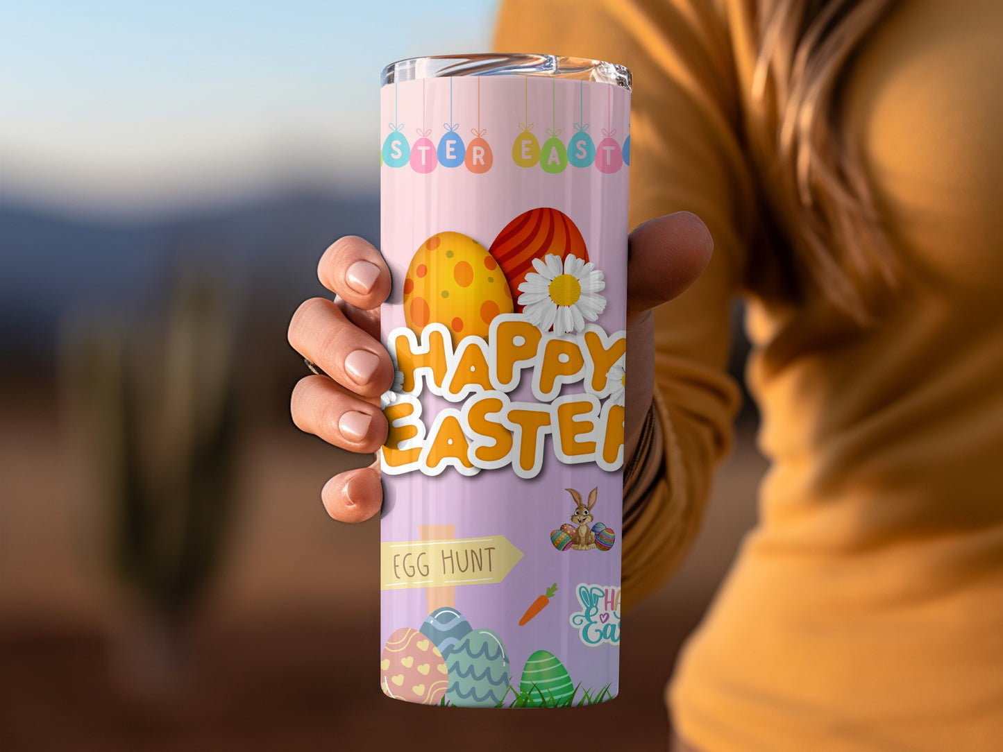 Happy Easter Egg Hunt Tumbler Cup with Cute Designs