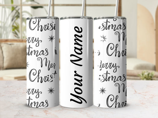 Personalized Merry Christmas Tumbler with Custom Name