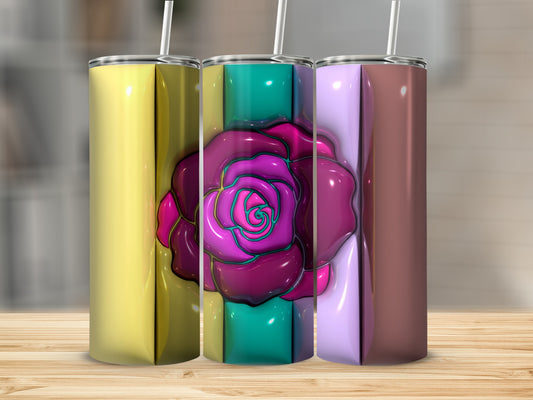 3D Glossy Abstract Rose Design Colorful Tumbler product type