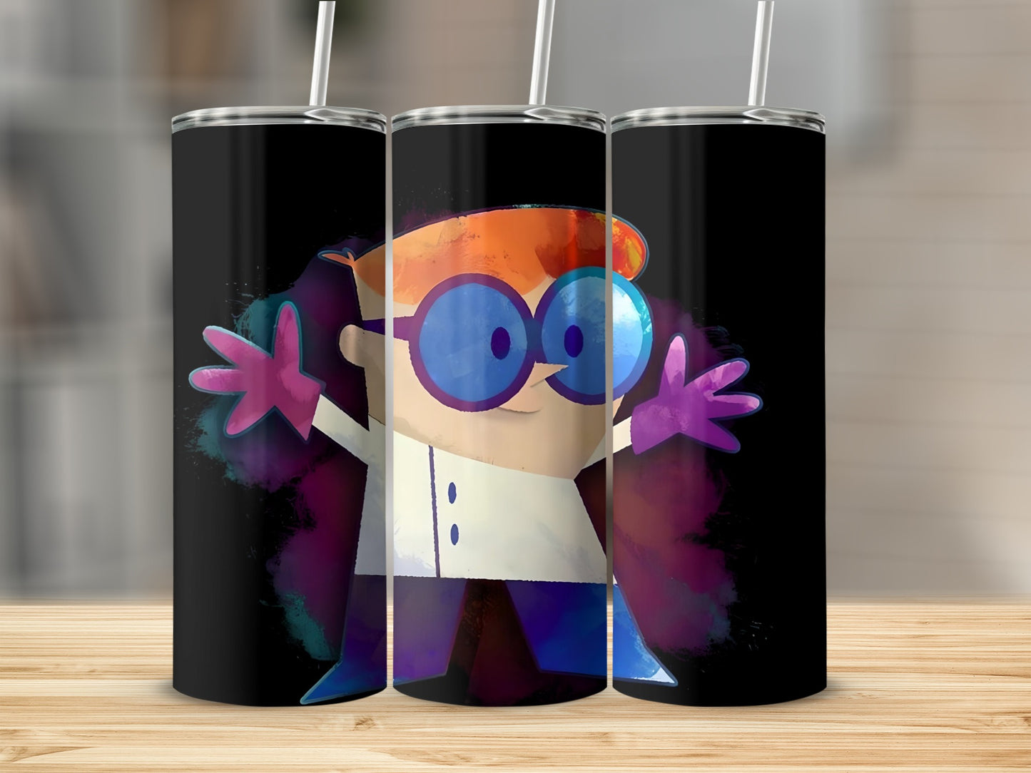 Colorful Cartoon Scientist Illustration Tumbler