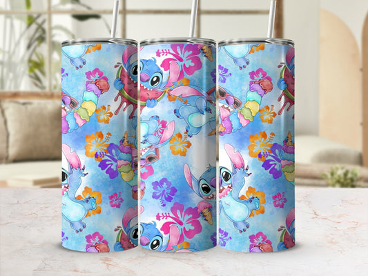 Vibrant and Cute Cartoon Characters Tumbler