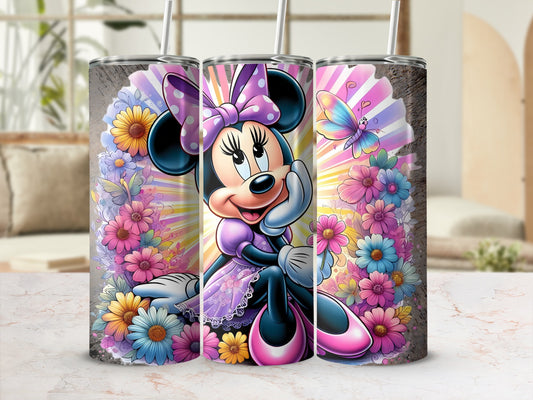 Minnie Mouse with Floral Background Tumbler