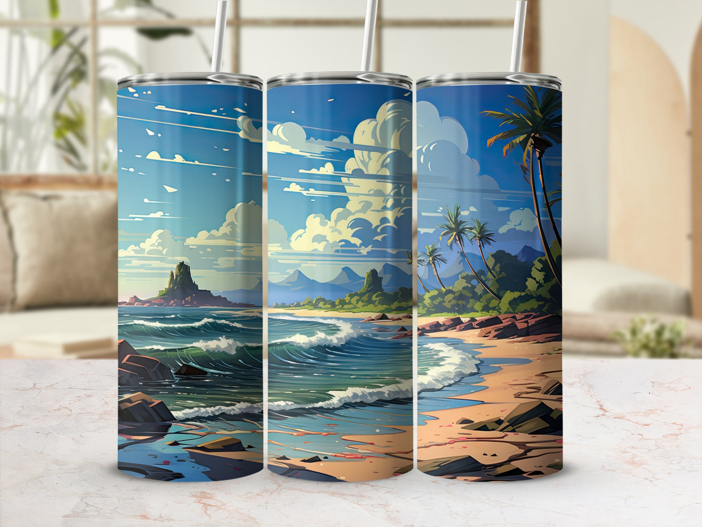 Scenic Beach and Ocean Artwork Insulated Tumbler