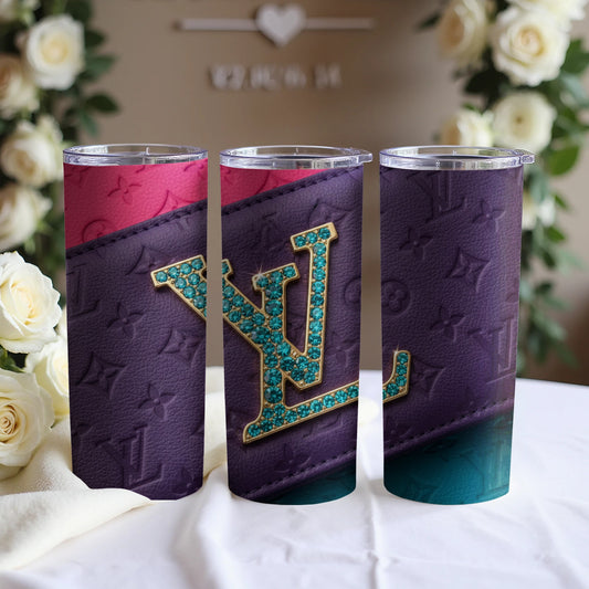 Stylish Purple Designer Tumblers with Gem Embellishment