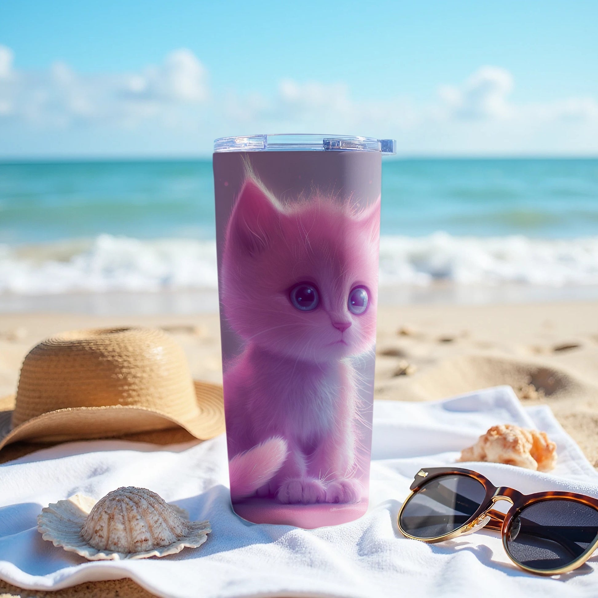 Adorable Pink Kitty Character Tumbler product type
Pink Cat
Cute Kitten
Tumbler
Travel Mug
Beach Scene
Ocean View
Sand Beach
Sunglasses
Straw Hat
Seashell Decor
Adorable Feline
Kitty Design
Drinkware
Insulated Cup
Summer Vibes
Vacation Essential
Pet Lover Gift
Animal Themed
Kawaii Cat
Beverage Container