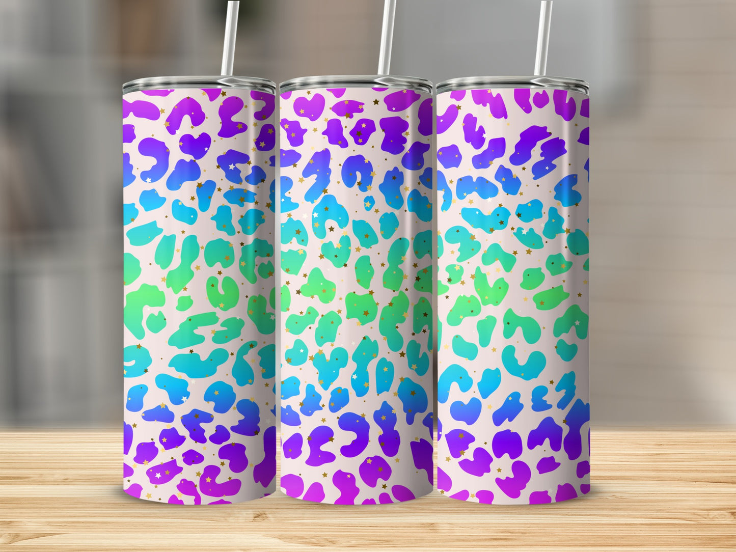 Gradient Animal Print Stainless Steel Tumbler Cup